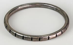 Vintage TAXCO Mexico Sterling Silver Hand Stamped Bangle Bracelet 8" Signed